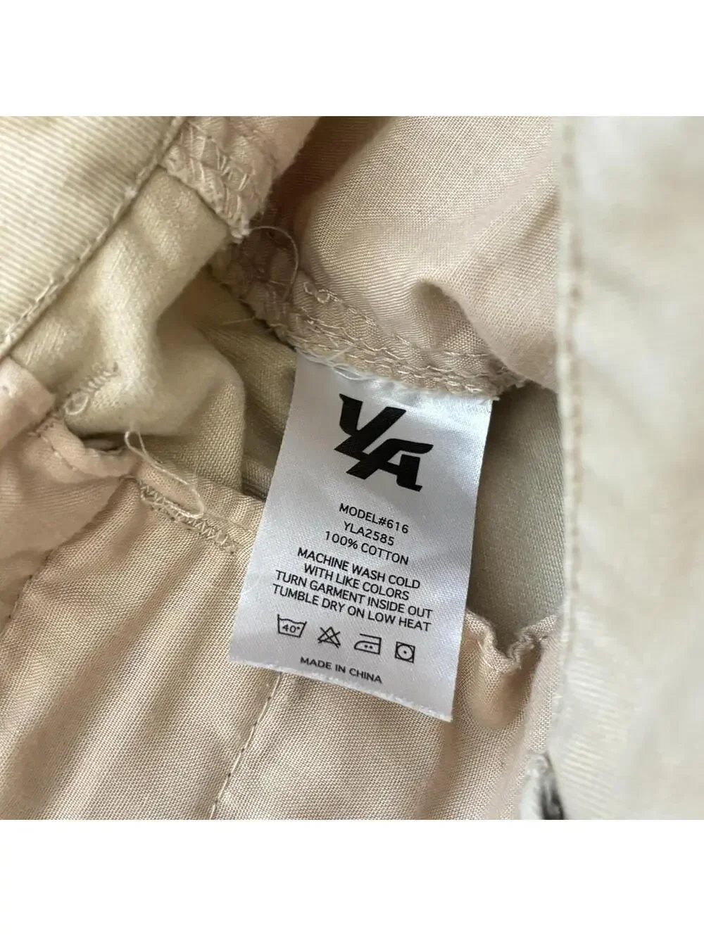 YoungLA 616 Suburban Twill Cargo Pants Mens Medium Khaki Streetwear Baggy 90s